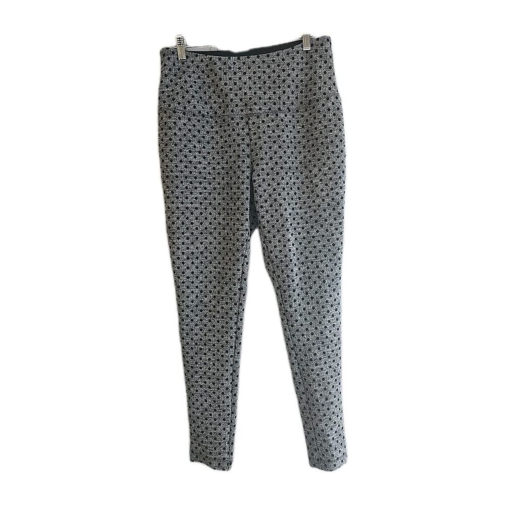 Chico's‎ Zenergy Gray Polka Dot Skinny High Rise Pull On Pants Womans Size 8/10
